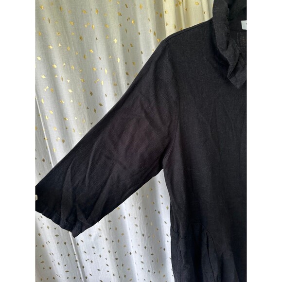 Terra SJ Apparel Linen Cotton Blend Ruffle Collar Button Down Swing Shirt M - Picture 3 of 8